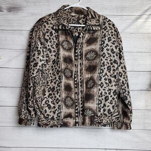 Fuda International Vintage‎ Silk Leopard Print Jacket Women's Small